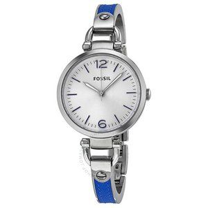 Fossil Georgia White Dial Blue Stainless Steel Watch